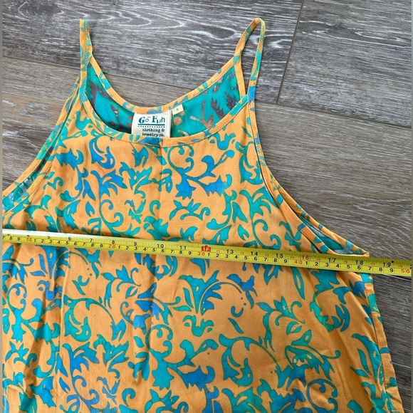 🛍️ Go fish.  muster yellow/ green sleeveless dress. Great condition. - Picture 5 of 9
